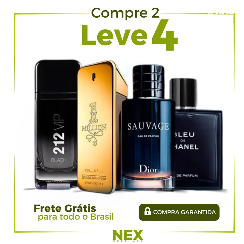 Combo de 4 perfumes masculinos importados (100 ml) - 1 Million | Invictus | 212 VIP | Bleu [ENVÍO GRATIS] 