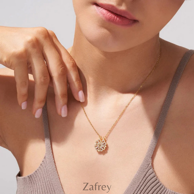 Collar Femenino Trébol Magnético de Plata/Oro 18K - Amor, Suerte y Estilo