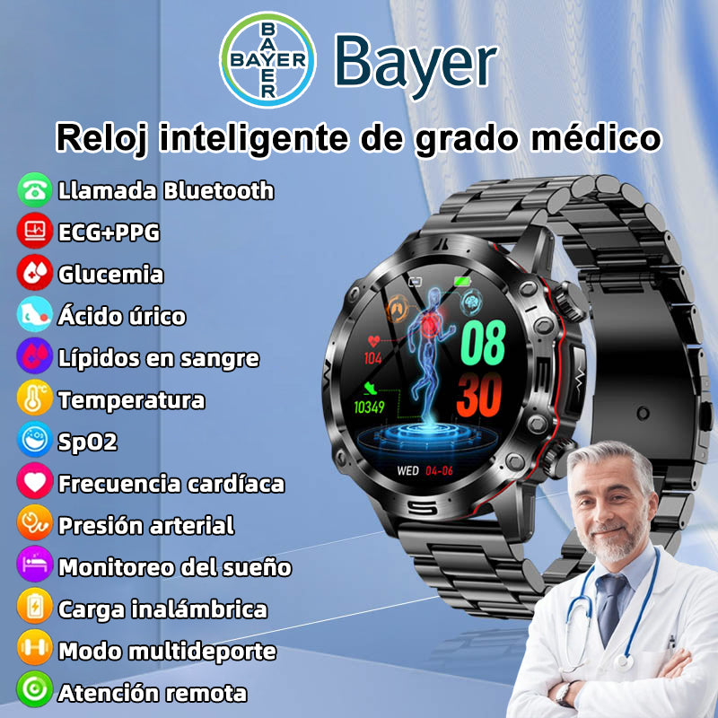 ¡El nuevo reloj inteligente de grado médico de Bayer protege tu salud!